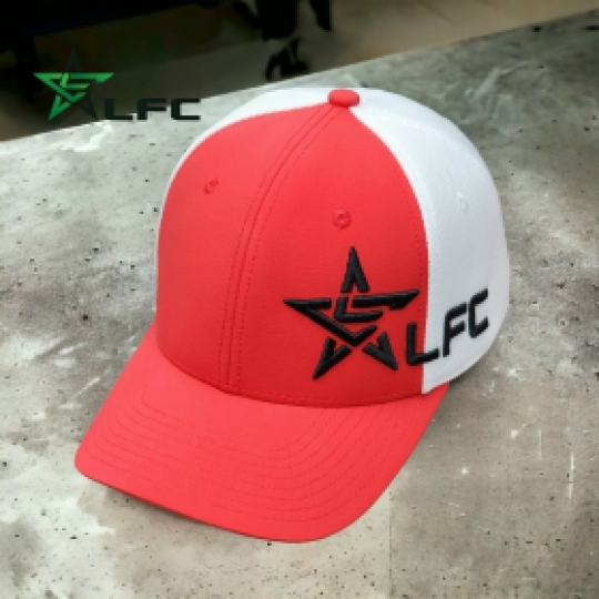 MŨ LƯỠI TRAI LFC ĐỎ TRẮNG VẢI DÙ PHỐI LƯỚI MÚT THÊU NGÔI SAO CÓ KHÓA